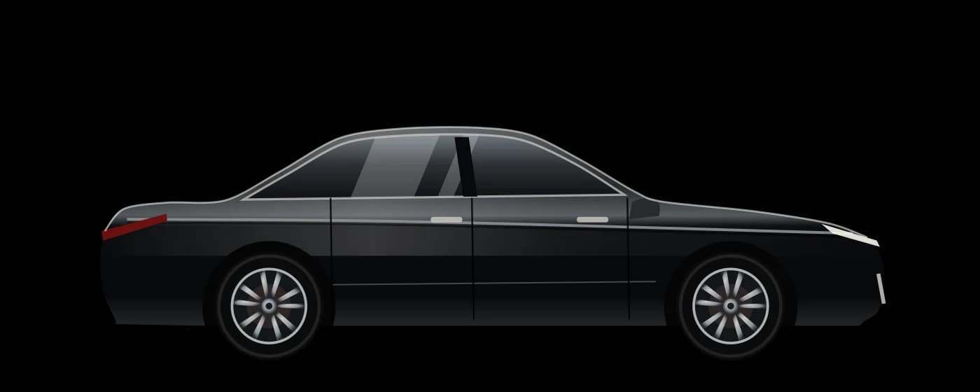 Mercedes Classe E noire vue de profil