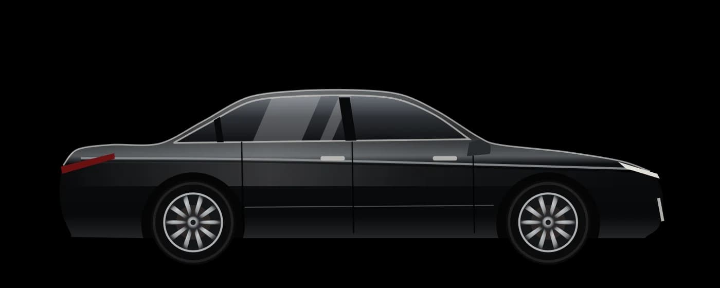 Mercedes Classe S noire vue de profil